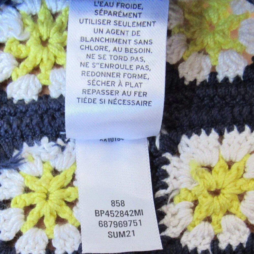 BP. Daisy Crochet Tank Top XS Navy Yellow White - Picture 5 of 10